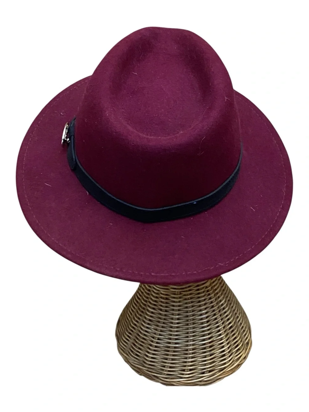 Hicks & Brown Womens 100% Wool Maroon Derby Fedora Hat
